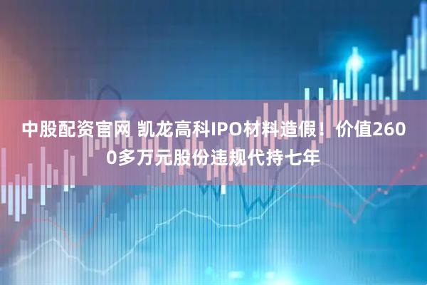 中股配资官网 凯龙高科IPO材料造假！价值2600多万元股份违规代持七年
